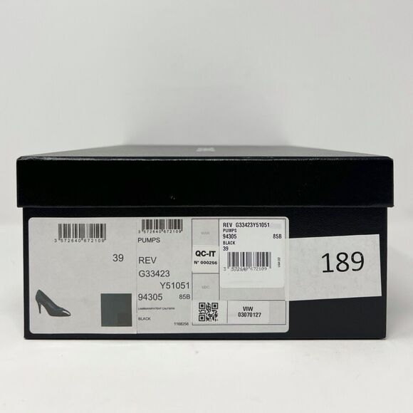 CHANEL Cap-Toe Classic Black Leather Pumps Logo Heel EU 39 US 9 - Picture 10 of 11